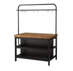 IKEA Kitchen island with rack, black/oak, 49 5/8x31 1/8x76 "