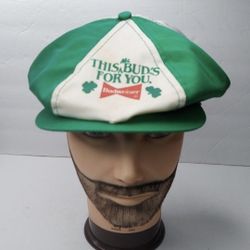 Budweiser This Mc Buds For You Snapbill Hat Cap Vintage Made In USA Green/White