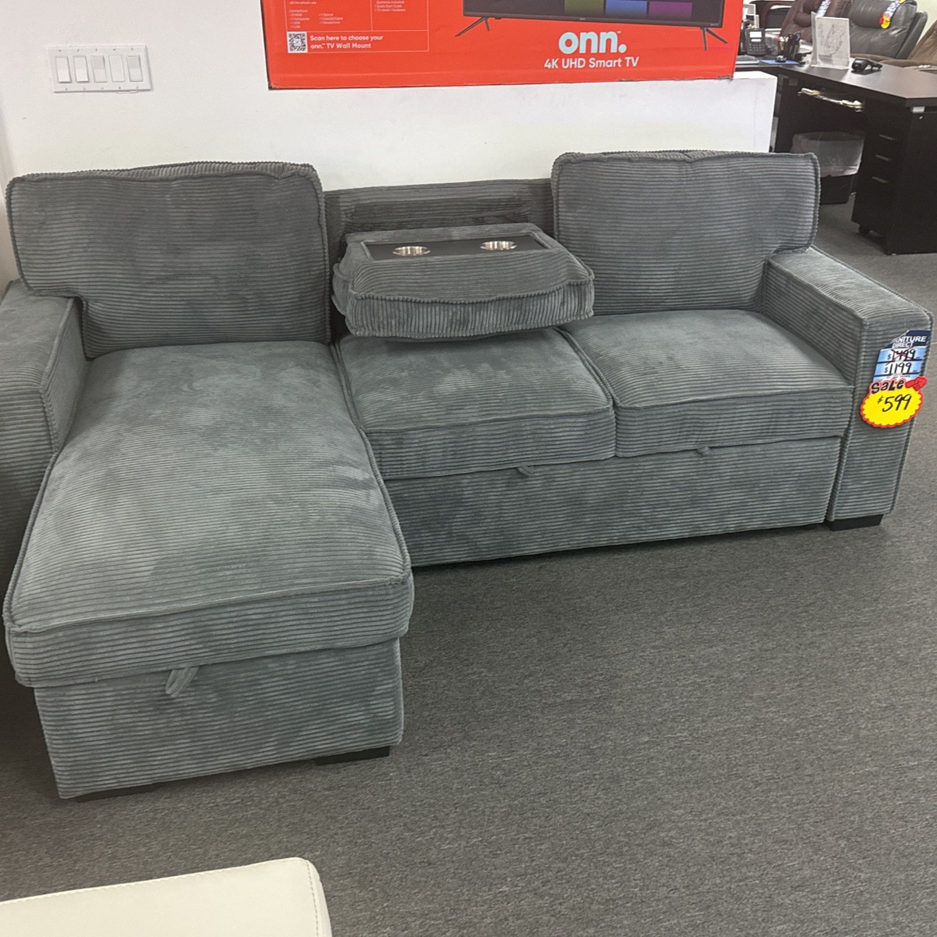 Weekend Deal Now😱Beautiful Grey Pull Out Sleeper Sofa Sectional On Sale Now $599🤑