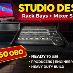 Pro Studio Desk w/ Rack Bays + Mixer Slot – Recording / Music Production Workstation