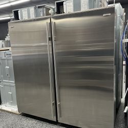 Subzero Stainless Steel Refrigerator + Freezer Built In Set 