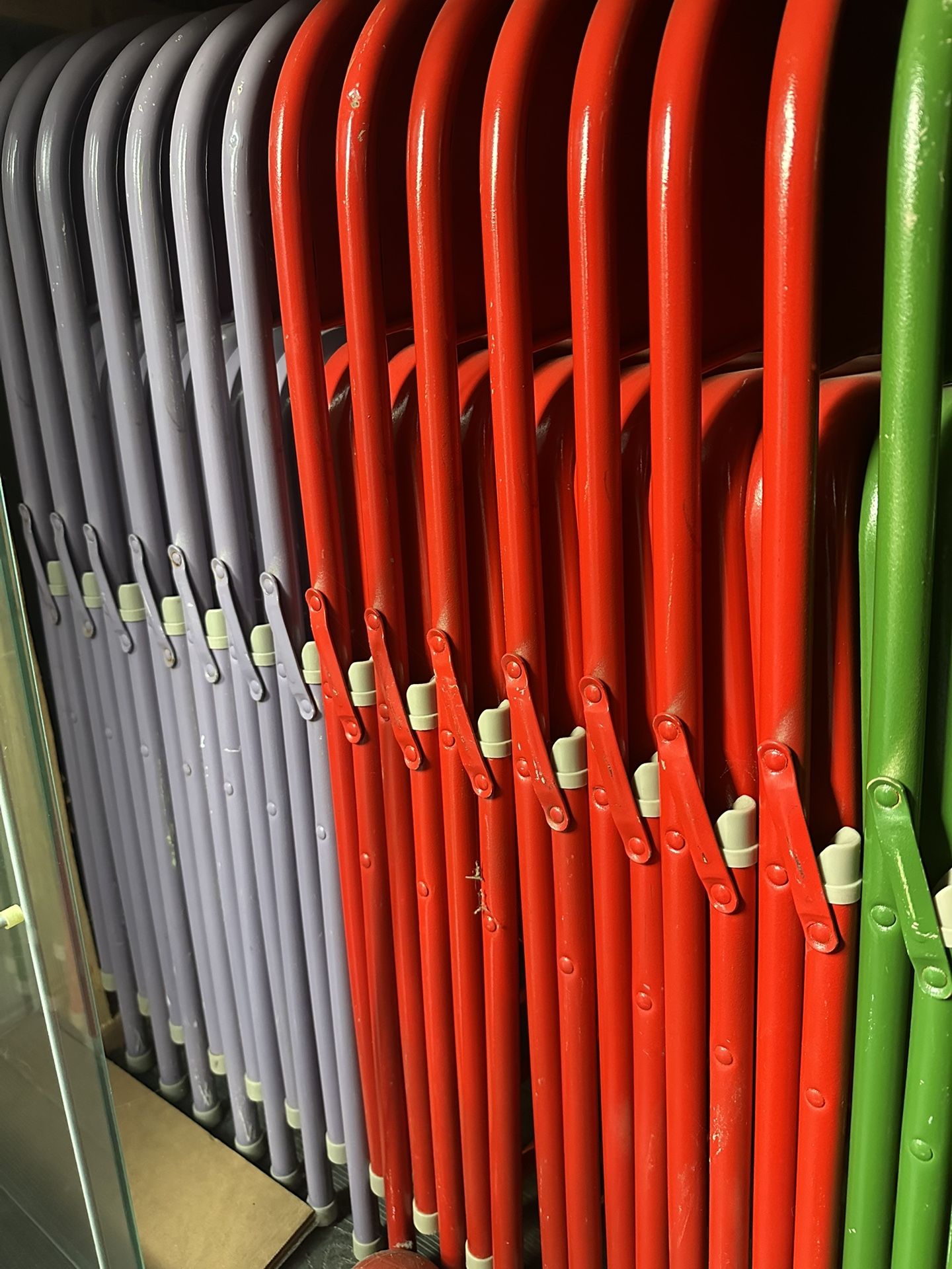 Colorful Metal Folding Chairs. 