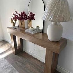 LITTLE TREE LITTLE TREE Farmhouse Console Table, 63-Inch Long Wooden Sofa Table Behind The Couch, Narrow Entryway Table For Entrance, Hallway, Living 