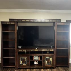 ashly collection 4-Piece Entertainment Center with 75” tv stand 108’ x 77.5” x 16 “