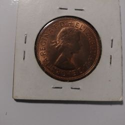 1966  One Penny Elizabeth Britain 
