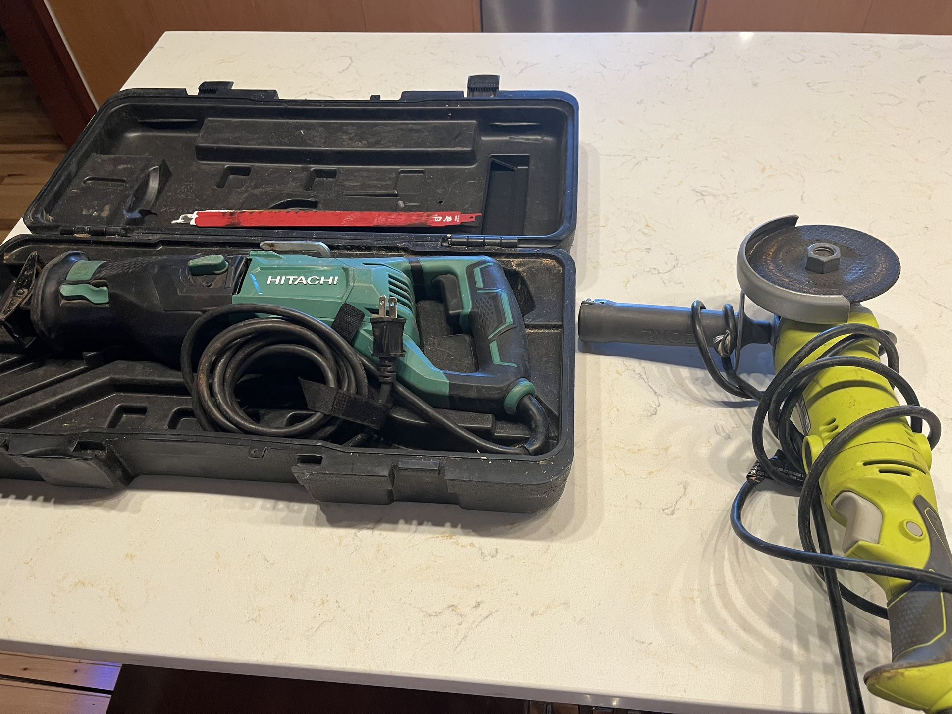 Hitachi Reciprocating Saw And Ryobi Angle Grinder