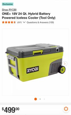 Ryobi 18V 24 Qt Hybrid Iceless Cooler