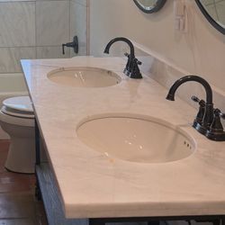 Restoration Hardware Double Sink Vanity - Marble Top 