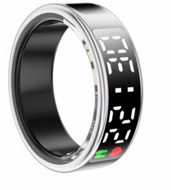 SR08 Smart Ring Size 11 silver Band Android iOS Magnetic Charging size 11