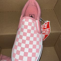 Pink Checkered Vans Size Youth 2 