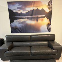 Leather Sofa - Dark Gray