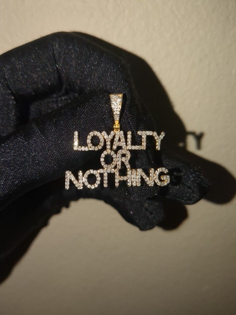 10K Gold And Natural Diamond Loyalty Or Nothing Pendant 