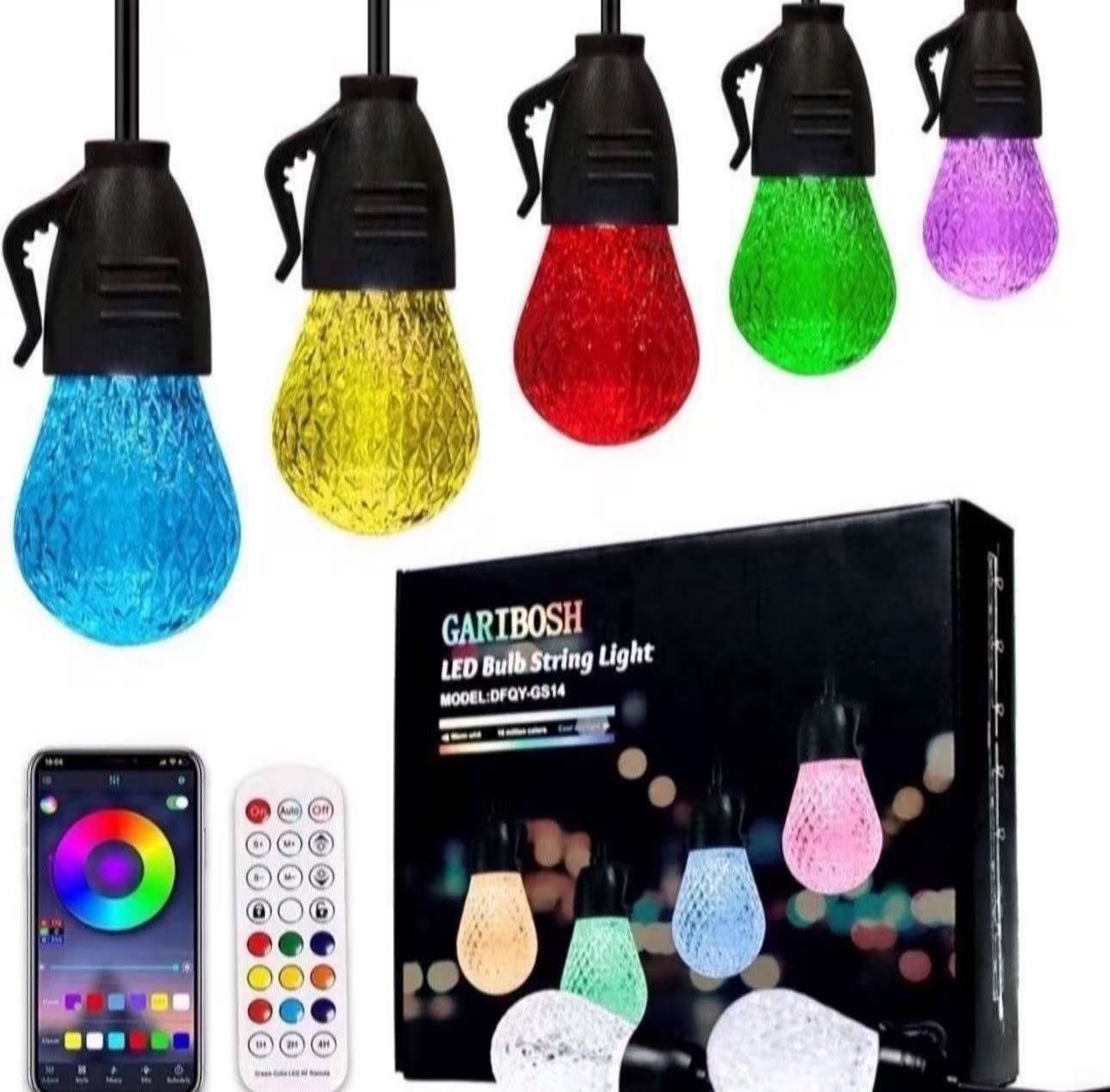 Outdoor Led String Lights 49ft, Remote and App for Outside, Deck Decorations, Outdoor Lighting & Ceiling Fans House Decor For Garden, Patio, Backyard