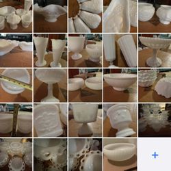 huge collection vintage retro antique white milk glass milkglass