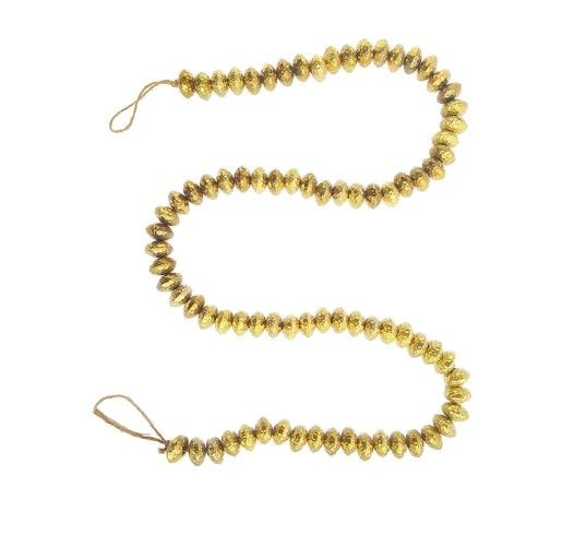 Creative Co-Op Hammered Metal Bead Garland, Brass

