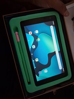 Android Tablet with Green Kids Case and Stylus