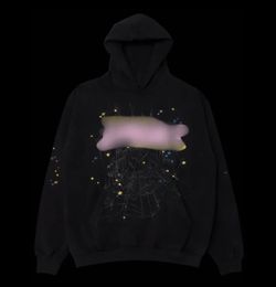 Black Graphic Hoodie Spider Web Star Print