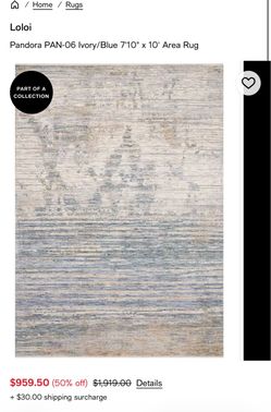 Loloi Pandora PAN-06 Ivory Blue 8x10 Area Rug – Designer Rug