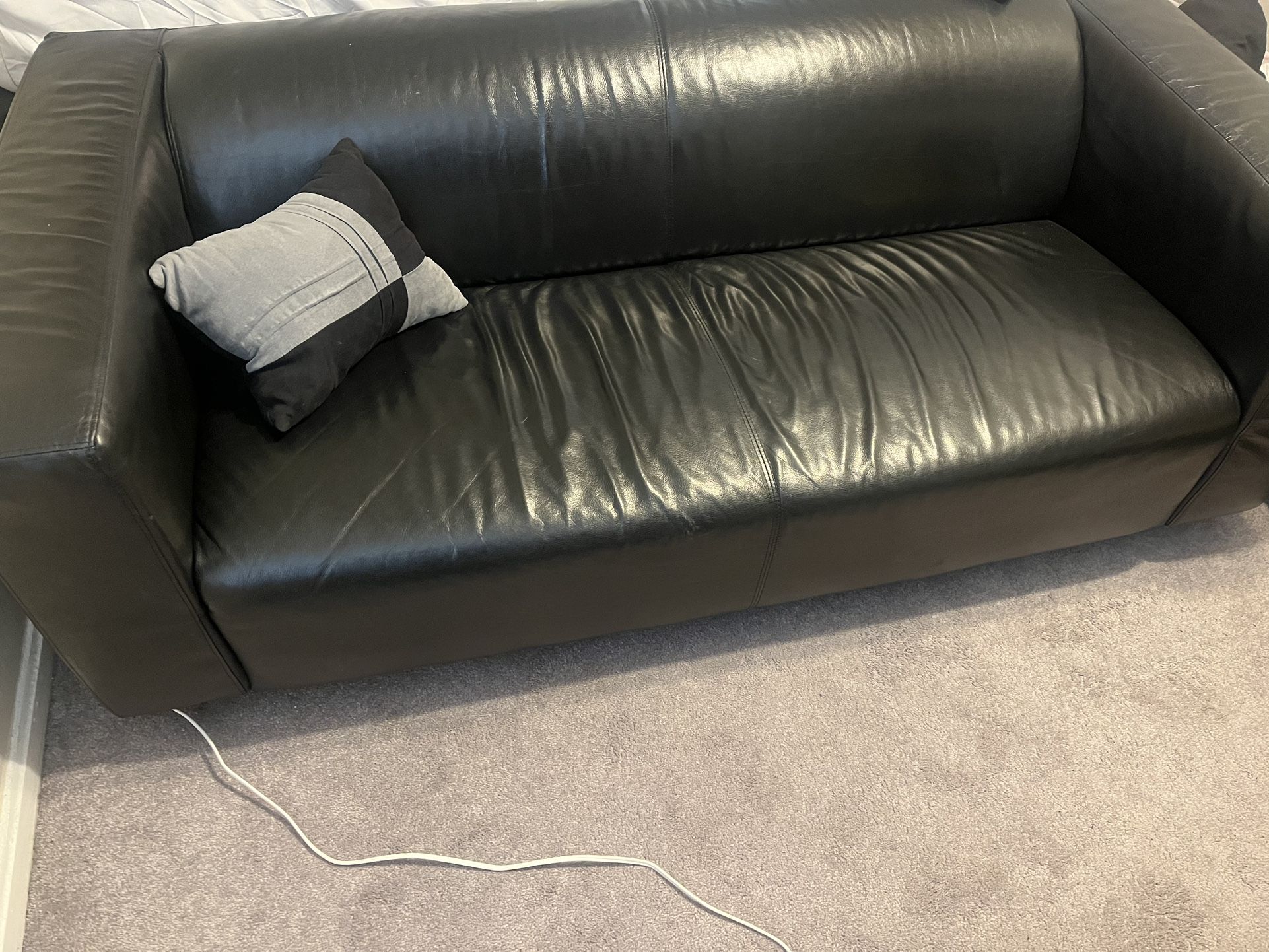 Black Leather Lounge Sofa