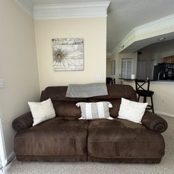 Brown Suede Recliner Couch 