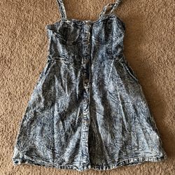 Vintage Y2K Bongo Acid Wash Denim Dress 