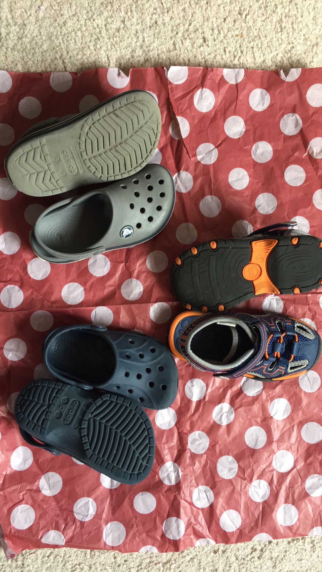 Toddler boy sandals and crocs size 7