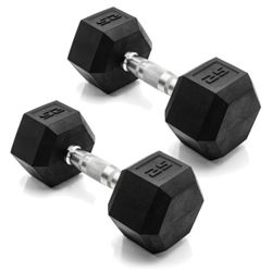 50lb Coated Hex Dumbbells, 25x2, Part Of 150lb Set