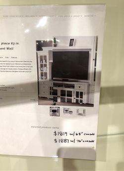 Four piece 63 inch entertainment wall unit