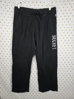 Victorias Secret WINGS BLING Sequined Flare Sweats Black Silver LARGE