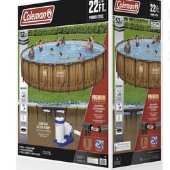 Pool Coleman Power Steel Conjunto de Piscina sobre el Suelo con Estructura Metálica Redonda de 22'x 52"