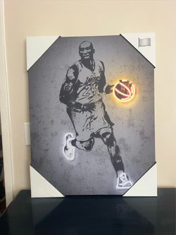 Kobe Bryant Neon Canvas Art 28” x 22” New