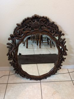 Ornate Carved Wood looking Framed Wall Mirror