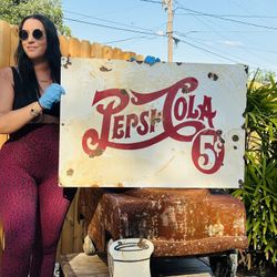 Pepsi Cola Porcelain Advertising Sign 