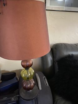 Two Blown Glass Vopper Base Lamps