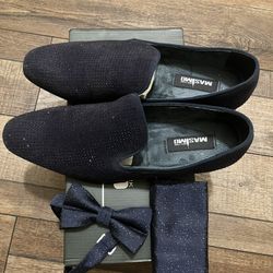 Men’s (MASIMO) Navy Shoes (13)/Bow Tie Set