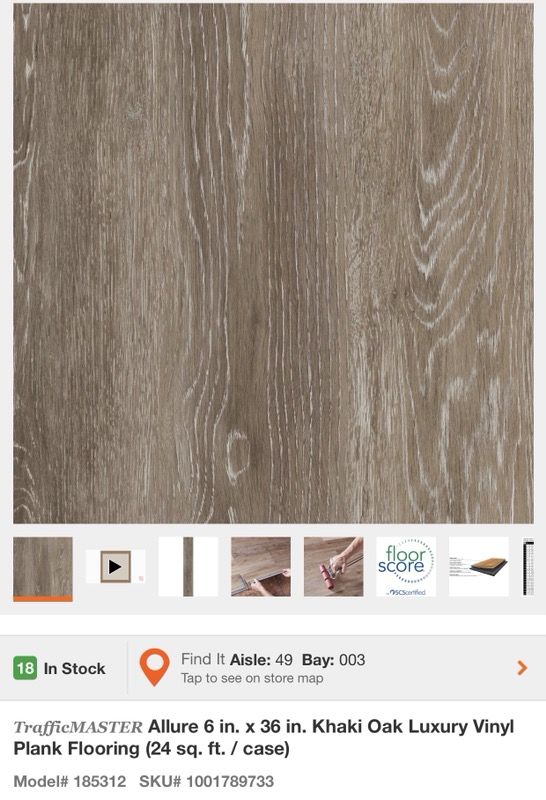 TrafficMASTER Allure 6 in. x 36 in. Khaki Oak Luxury Vinyl Plank Flooring