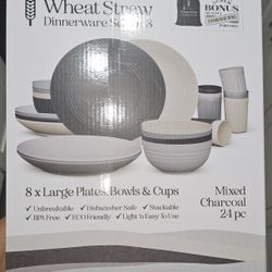 Fern & Soul Wheat Straw Dinnerware Set (Charcoal) 