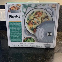 PARINI 3.8 QT CAST IRON DUTCH OVEN ENAMELED COOKWARE 