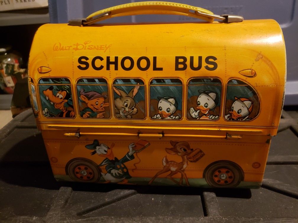 1960s Disney School Bus Lunch Box W/ Thermos