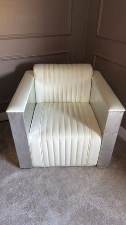 Modern leather and metal armchair