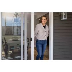 KnockDown 36 in. x 80 in. White Aluminum Sliding Screen Door with PetMesh