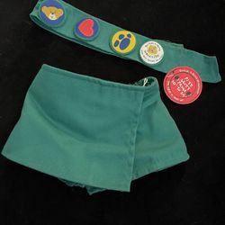Build A Bear Girl Scouts Skirt Green Shorts Skort Uniform  Outfit USA Vintage Dm