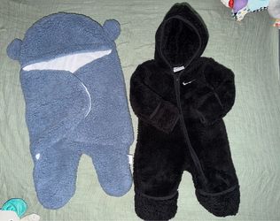 Baby boy clothes 3 months plush swaddle and warm pajama coverall