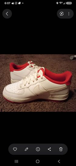 Woman red and white nikes