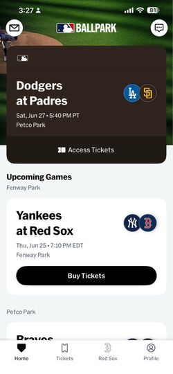 Padres vs dodgers tickets 4 tix