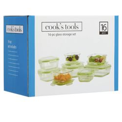 Cooks Tools 16-Piece Glass with Snap Lid Storage Set