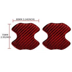 BRAND NEW UNIVERSAL 2PCS REAL CARBON FIBER RED ANTI-SCRATCH DOOR HANDLE PROTECTOR
