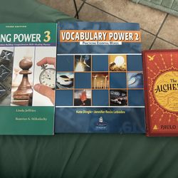 “MT SAC Textbooks Set – Like New (Reading Power 3, Vocabulary Power 2, The Alchemist)” 