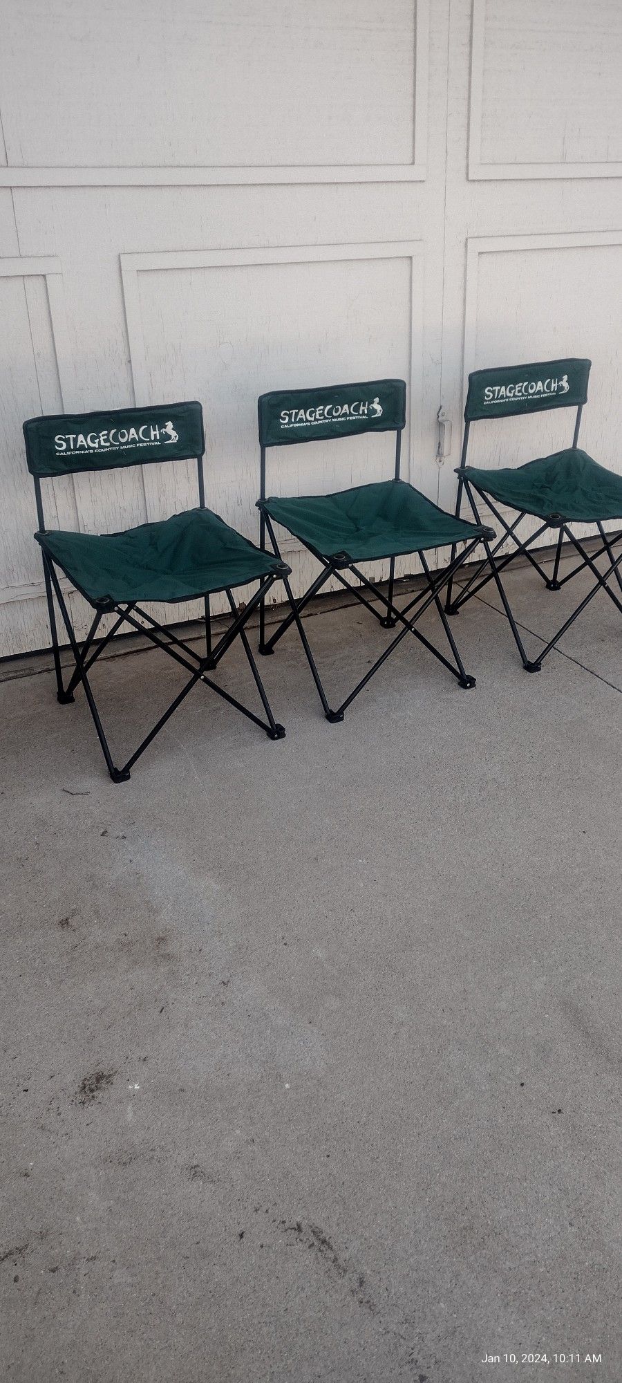 Like New 3 Stagecoach Concert Folding Chairs.