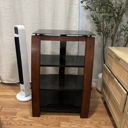Cherry Wood w/ Black Glass Shelves